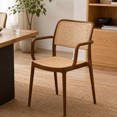 RATTAN ARM BROWN CAFE CHAIR