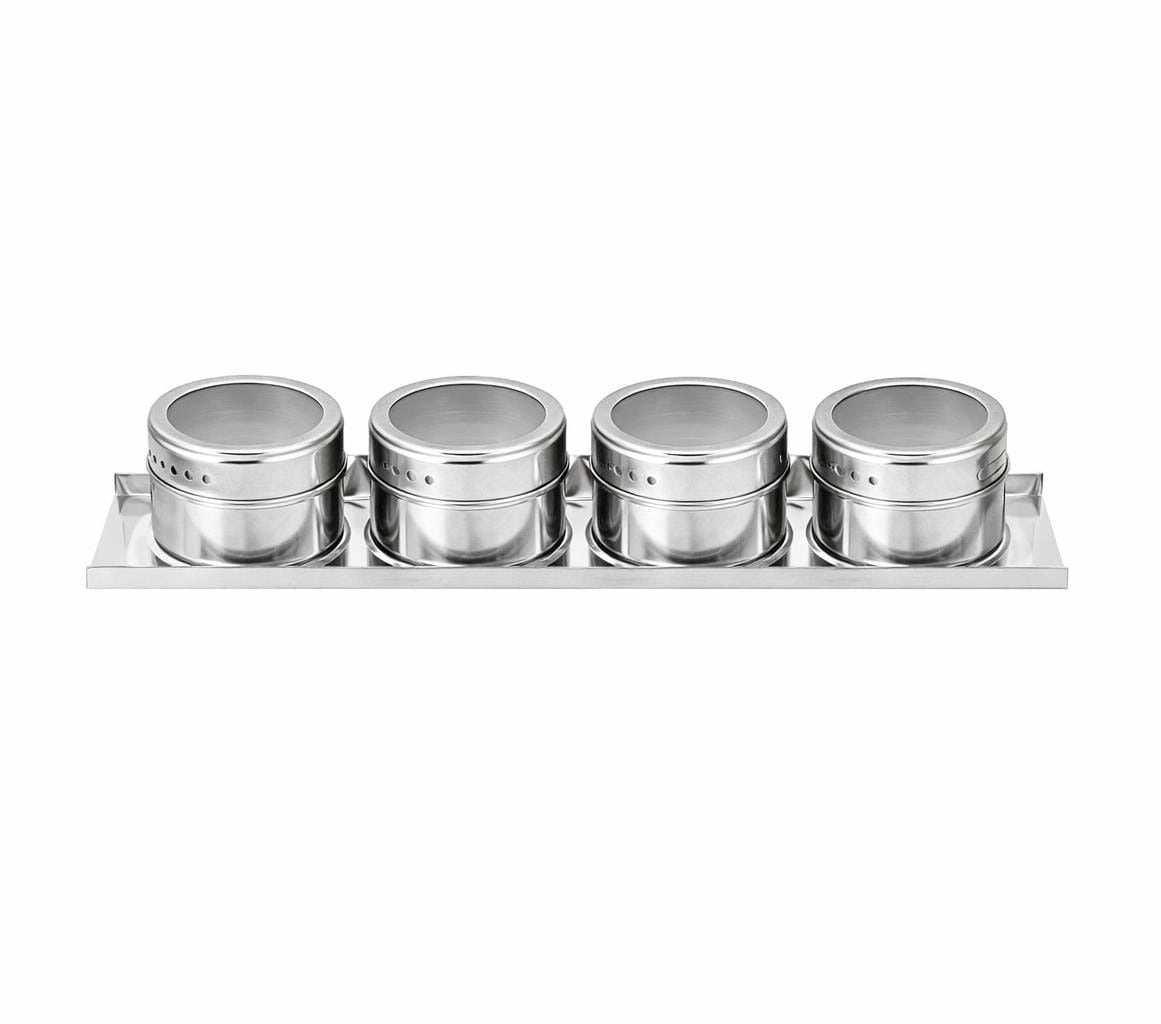 Stainless Steel Magnetic Spice Jar,Spice Rack/Containers for Kitchen Storage; Seasoning Masala Container fro Kitchen or Restaurants - Set of 4