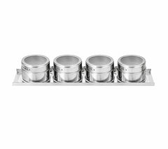 Stainless Steel Magnetic Spice Jar,Spice Rack/Containers for Kitchen Storage; Seasoning Masala Container fro Kitchen or Restaurants - Set of 4