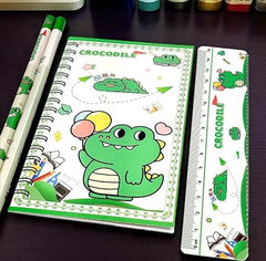 Cute Crocodile Kids Stationery Set – 8 in 1