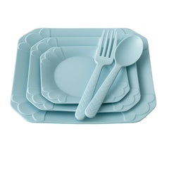 Aqua Elegance Plastic Dinnerware Set