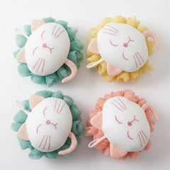 Cute Animal Mesh Bath Pouf Loofah Set for Kids & Adults