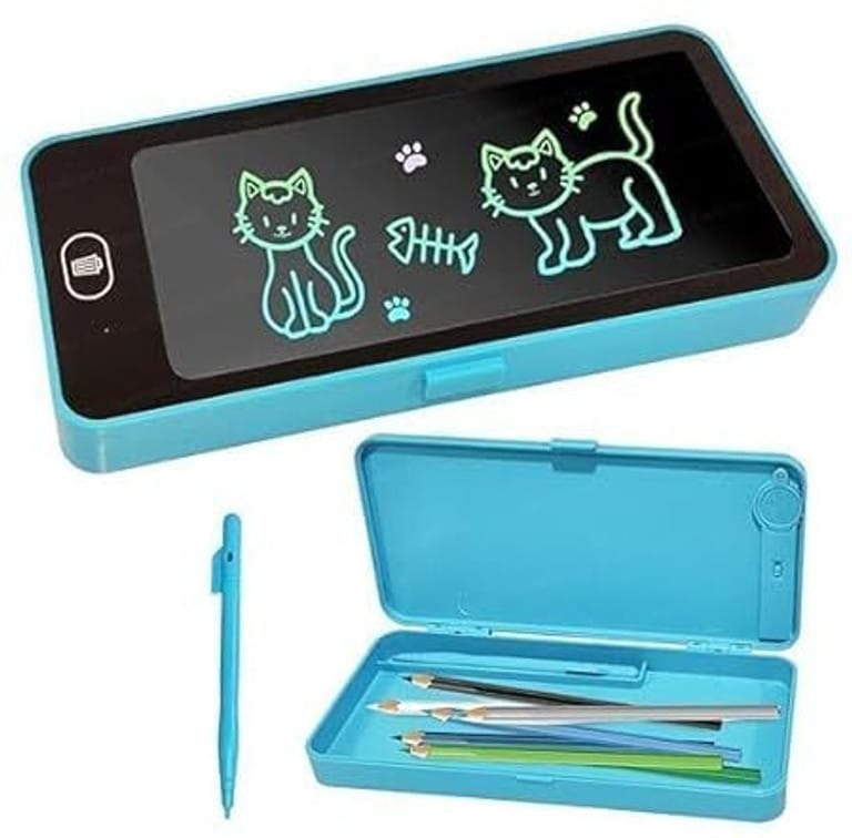 2 in 1 Pencil Box Cum Educational LCD Tablet Toy for Kids