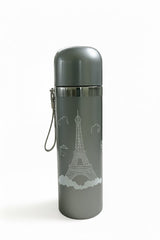 Grey Thermos Flask with Engraved Eiffel Tower Design 500 ML