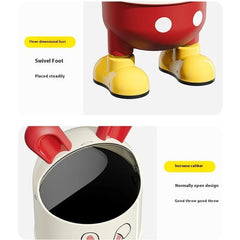 Cute Rabbit Ears Design Trash Can with Flip Lid for Living Room Bathroom Waste Bin