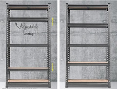Large size boltless rack laminated|12-5 Shelf Black Matte Finish Adjustable Shelving Unit Storage Display Rack Steel Boltless Rivet Rack