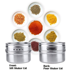 Stainless Steel Magnetic Spice Tins| Storage Spice Containers| Clear Top Lid With Sift And Pour| Magnetic On Refrigerator And Grill