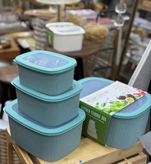 Ribbed/Fluted Rectangular Plastic Food Storage Containers with Lids