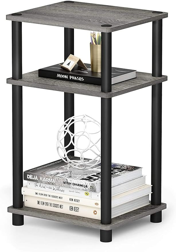 3 -Tier Turn-N-Tube 2-Pack End Table Display Rack Hallway, Living Room, Metal, Easy Assembly, Space Saving, Industrial
