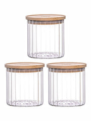 Premium Ribbed Clear Storage Jar with Bamboo Lid