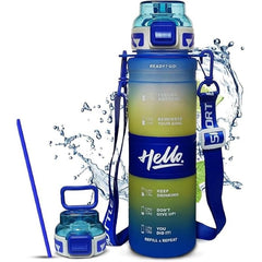 Hello Gradient Motivational Water Bottle (Time Marker Hydration Bottle)