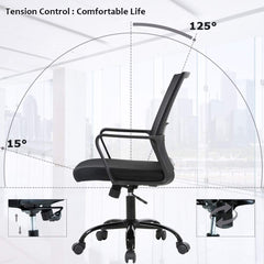 Rolling Computer Chair Executive Lumbar Support Task Mesh Chair Adjustable Stool for Women Men