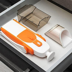 Adjustable Mandoline Slicer for Safe Slicing, Dicing & Julienne | 4 Cutting Modes, 40 Thickness Levels | Vegetable Slicer with Catch Container | Hand Press Mandoline for Kitchen