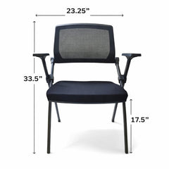 Ergonomic Mesh Office Guest Chair with Armrests – Foldable Space-Saving Training & Conference Seat (Black)