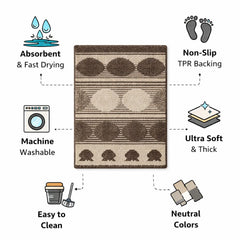 Premium Brown & Beige Designer Anti-Slip Bathroom Floor Mat – Soft Absorbent Printed Microfiber Rug for Home & Kitchen (Set of 2 No specific colours available )