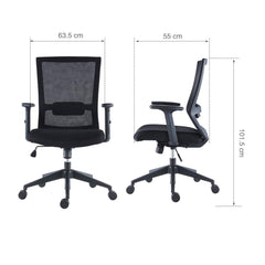 Ergonomic High Back Mesh Office Chair with Adjustable Lumbar Support | Swivel Computer Desk Chair with Armrests & Wheels | Work From Home Executive Chair