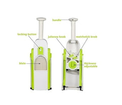 Adjustable Mandoline Slicer for Safe Slicing, Dicing & Julienne | 4 Cutting Modes, 40 Thickness Levels | Vegetable Slicer with Catch Container | Hand Press Mandoline for Kitchen