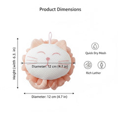 Cute Animal Mesh Bath Pouf Loofah Set for Kids & Adults