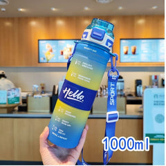 Hello Gradient Motivational Water Bottle (Time Marker Hydration Bottle)