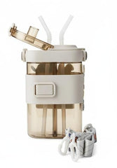 Cute Dual Straw Cartoon Water Bottle