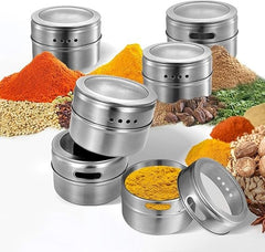 Stainless Steel Magnetic Spice Jar,Spice Rack/Containers for Kitchen Storage; Seasoning Masala Container fro Kitchen or Restaurants - Set of 4
