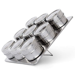 Stainless Steel Magnetic Spice Tins| Storage Spice Containers| Clear Top Lid With Sift And Pour| Magnetic On Refrigerator And Grill