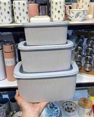 Ribbed/Fluted Rectangular Plastic Food Storage Containers with Lids