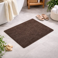 Premium Dark Brown Anti-Slip Bathroom Floor Mat, Soft Absorbent Microfiber Rug, Non-Skid Backing Carpet for Bathroom, Bedroom, Kitchen, Entryway, Washable Quick Dry Home Floor Mat ( Specific colours not available ) set of 2