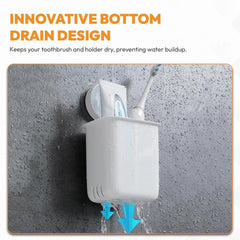 Wall Mounted Toothbrush Holder| Self-Adhesive Bathroom Organizer for Toothbrushes| Toothpaste, Shavers & Makeup Brushes| Sturdy Plastic Toothbrush Stand (Pack of 2)