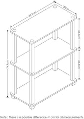 3-Tier Storage Shelf Rack Stand Turn-N-Tube End Table Corner Display Rack Hallway, Living Room, Metal, Easy Assembly, Space Saving, Industrial (Rectangle -3)