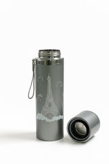 Grey Thermos Flask with Engraved Eiffel Tower Design 500 ML