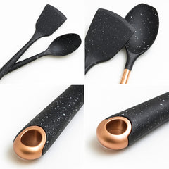 Premium Non-Stick Black Granite Kitchen Spatula & Spoon Set