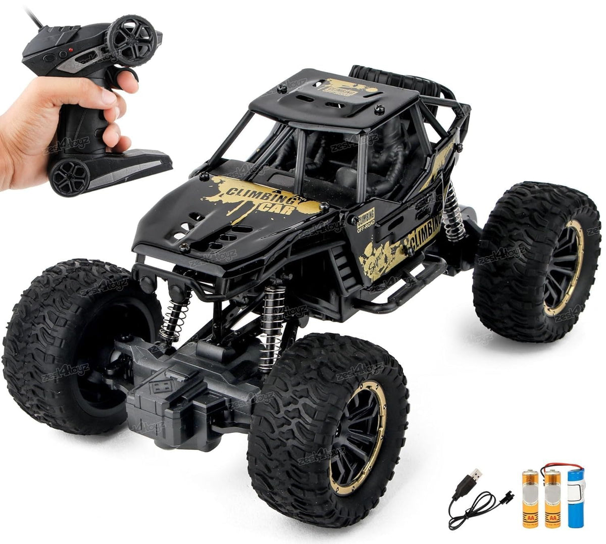 Remote Control Truck | Rock Crawler | C-Type USB Rechargeable Offroad Monster Truck | Spring Suspensions | Toy for Kids | Rock Climbing Toy |