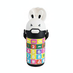 Cute Bunny Kids Water Bottle with Learning Sleeve