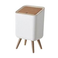 Modern Nordic Standing Dustbin with Wooden Legs & Soft-Close Lid