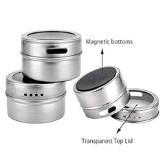 4 PCS Magnetic Stainless Steel Spice Jar Set – Spice Rack Holder, Masala Organizer for Kitchen, Restaurant, & Home Storage – Kitchen Seasoning Organizer with Magnetic Spice Containers