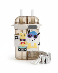 Cute Dual Straw Cartoon Water Bottle
