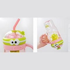 Cute Cartoon Straw Cup with Handle – Kids Juice & Water Tumbler