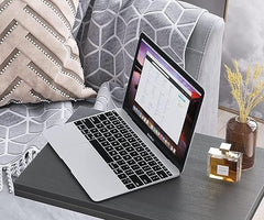 End Table Living Room, C Shaped End Table, Side Table for Couch Slide Under, C Table Sofa Side End Table,Wood Finish and Metal Frame