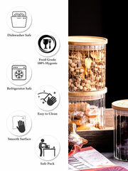 Premium Ribbed Clear Storage Jar with Bamboo Lid