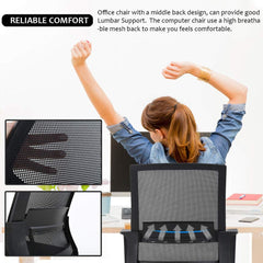 Rolling Computer Chair Executive Lumbar Support Task Mesh Chair Adjustable Stool for Women Men