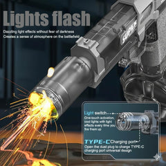 Electric Water Gun for Holi - 350ml Large Capacity Drum Magazine - Automatic Rechargeable Battery & LED Lights