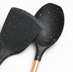 Premium Non-Stick Black Granite Kitchen Spatula & Spoon Set
