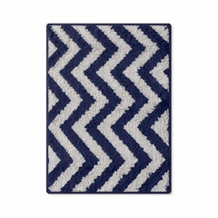 Premium Blue & White Chevron Anti-Slip Bathroom Floor Mat – Soft Absorbent Microfiber Rug for Bedroom, Kitchen & Entryway ( Set Of 2)