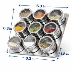 Stainless Steel Magnetic Spice Tins| Storage Spice Containers| Clear Top Lid With Sift And Pour| Magnetic On Refrigerator And Grill