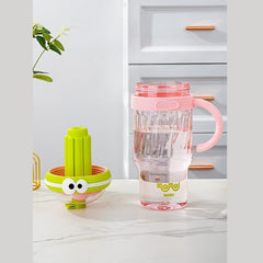 Cute Cartoon Straw Cup with Handle – Kids Juice & Water Tumbler