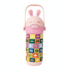 Cute Bunny Kids Water Bottle with Learning Sleeve