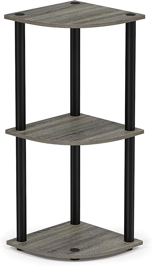 Industrial Three  Corner Display Rack |Turn-N-Tube End Table Shelving Unit| Easy Assembly, Space-Saving, and Stylish for Hallway and Living Room