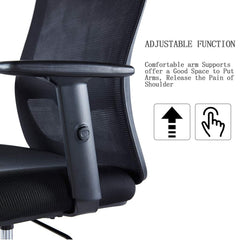 Ergonomic High Back Mesh Office Chair with Adjustable Lumbar Support | Swivel Computer Desk Chair with Armrests & Wheels | Work From Home Executive Chair