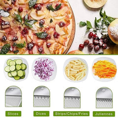 Adjustable Mandoline Slicer for Safe Slicing, Dicing & Julienne | 4 Cutting Modes, 40 Thickness Levels | Vegetable Slicer with Catch Container | Hand Press Mandoline for Kitchen